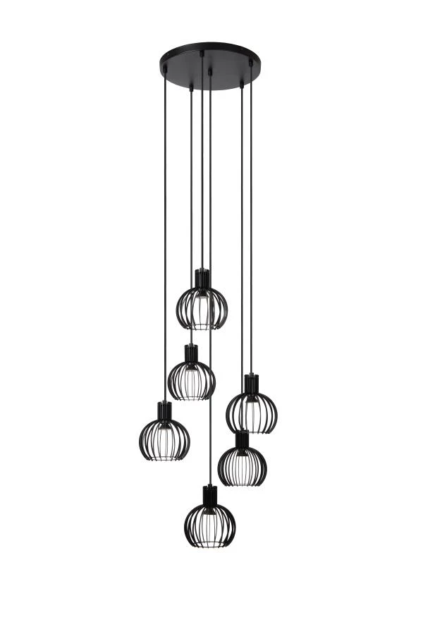 Lucide MIKAELA - Pendant light - Ø 35 cm - 6xE14 - Black - turned off